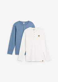 Henley shirt van biologisch katoen (set van 2), lange mouw, bonprix