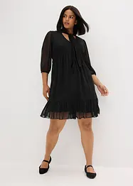 Jersey jurk van mesh met strik, bonprix