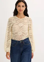 Kort shirt van elastisch kant, bonprix