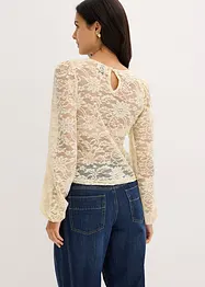 Kort shirt van elastisch kant, bonprix