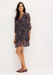 Mesh jersey jurk met volants, bonprix