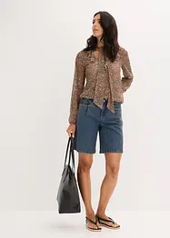 Mesh shirt met volant en strikhals, bonprix