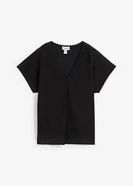 Shirt met zijde en geweven inzetstuk, bonprix