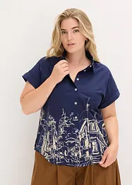 Oversized popeline blouse van katoen met korte mouwen, bonprix