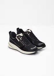 Stijlvolle sneakers van Tamaris met een glitter bovenwerk en slangen- en laklook details., Tamaris