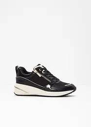 Stijlvolle sneakers van Tamaris met een glitter bovenwerk en slangen- en laklook details., Tamaris