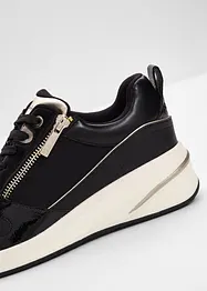 Stijlvolle sneakers van Tamaris met een glitter bovenwerk en slangen- en laklook details., Tamaris