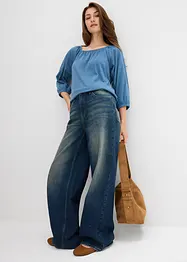 Katoenen shirtblouse met carréhals, halflange mouw, bonprix