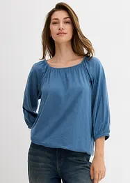 Katoenen shirtblouse met carréhals, halflange mouw, bonprix