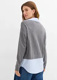 Fijn gebreide trui met blouse-inzet, bonprix