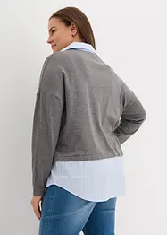 Fijn gebreide trui met blouse-inzet, bonprix