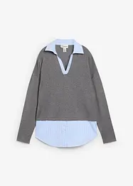 Fijn gebreide trui met blouse-inzet, bonprix