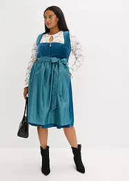 Midi dirndl met fluweel en schort (2-dlg. set), bonprix