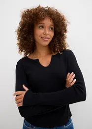 Kort geribd shirt met biologisch katoen, bonprix
