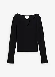 Kort geribd shirt met biologisch katoen, bonprix