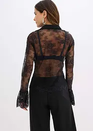 Transparante blouse met kant, bonprix