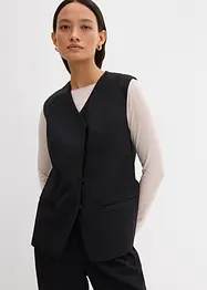 Lang mouwloos vest van twill, bonprix