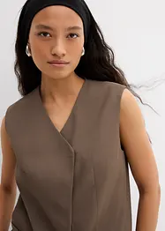 Lang mouwloos vest van twill, bonprix