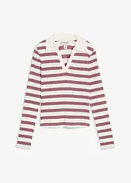 Geribd poloshirt met lange mouwen, bonprix
