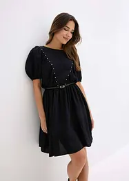 Jurk met ceintuur en studs, bonprix