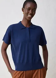 Fijn gebreide trui met zijde en een polokraag, bonprix