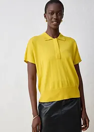 Fijn gebreide trui met zijde en een polokraag, bonprix