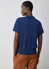 Fijn gebreide trui met zijde en een polokraag, bonprix