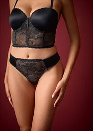 String met eyelash-kant en glanseffect, bonprix