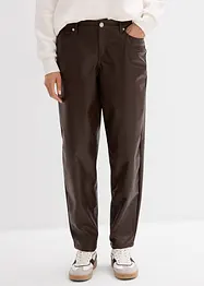Imitatieleerbroek in barrelvorm, mid waist, bonprix