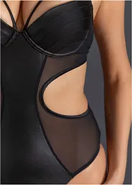 Stringbody ouvert met wetlook, bonprix