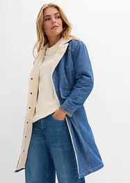 Lange spijkerjas met warme teddy voering voor de winter, bonprix