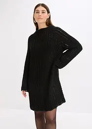 Gebreide minijurk met satijnen strik en pailletten, bonprix