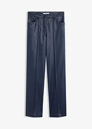 Imitatieleren wide leg broek met biezen, bonprix