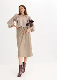 Imitatieleren midirok in wikkellook, bonprix