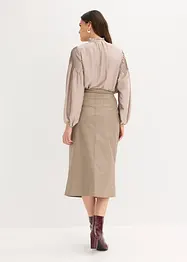 Imitatieleren midirok in wikkellook, bonprix