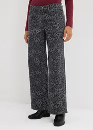 Wide leg twill broek met luipaardprint, bonprix