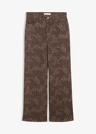 Wide leg twill broek met luipaardprint, bonprix