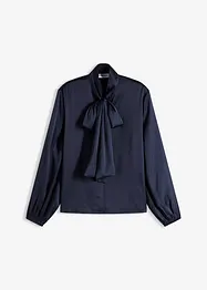Blouse met strik van soepelvallend satijn, bonprix