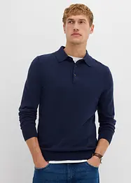 Fijngebreide polo-trui met prachtig merinowol, slim fit, bonprix