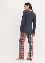 Pyjama met geribd shirt en flanellen broek van glittergaren, bonprix