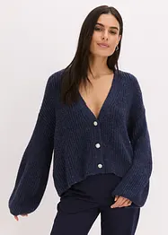 Oversized vest met glanzend garen en wol, bonprix
