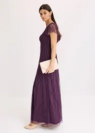 Maxi jurk van delicate tule met parelborduursel, bonprix