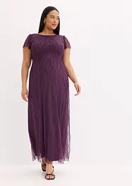Maxi jurk van delicate tule met parelborduursel, bonprix
