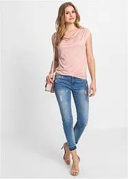 Shirt met watervalhals in een  viscosemix, bonprix