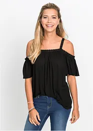 Cold shoulder shirt met kant, bonprix