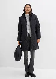 Korte coat met diamantstiksels en ritsen opzij, bonprix