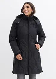 Korte coat met diamantstiksels en ritsen opzij, bonprix