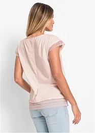 Boxy shirt met kant van katoen, bonprix