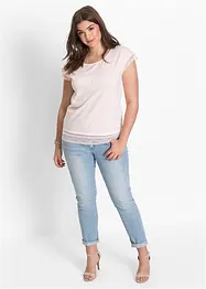 Boxy shirt met kant van katoen, bonprix