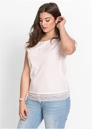Boxy shirt met kant van katoen, bonprix